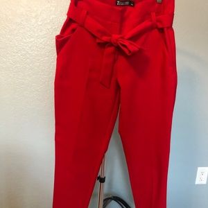 Paper bag style ankle pant